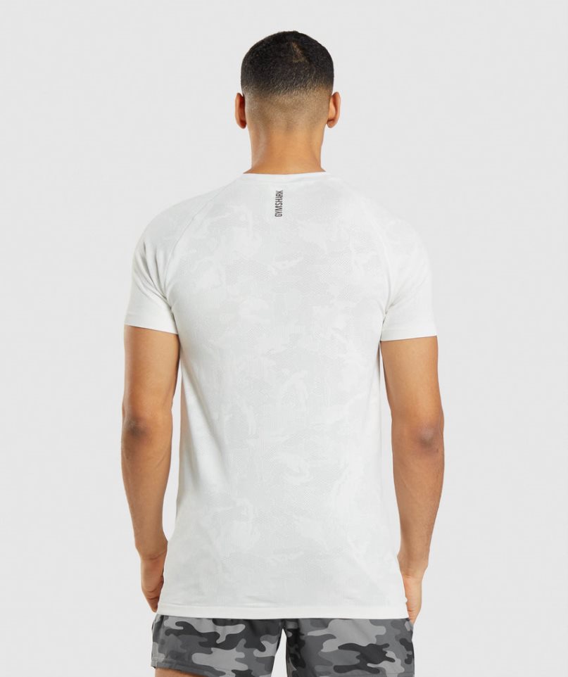 Men's Gymshark Geo Seamless T-Shirts White | CA AND861